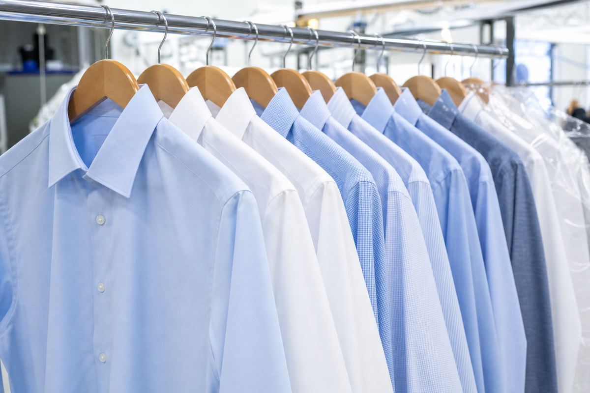 Fresh clothes on hangers