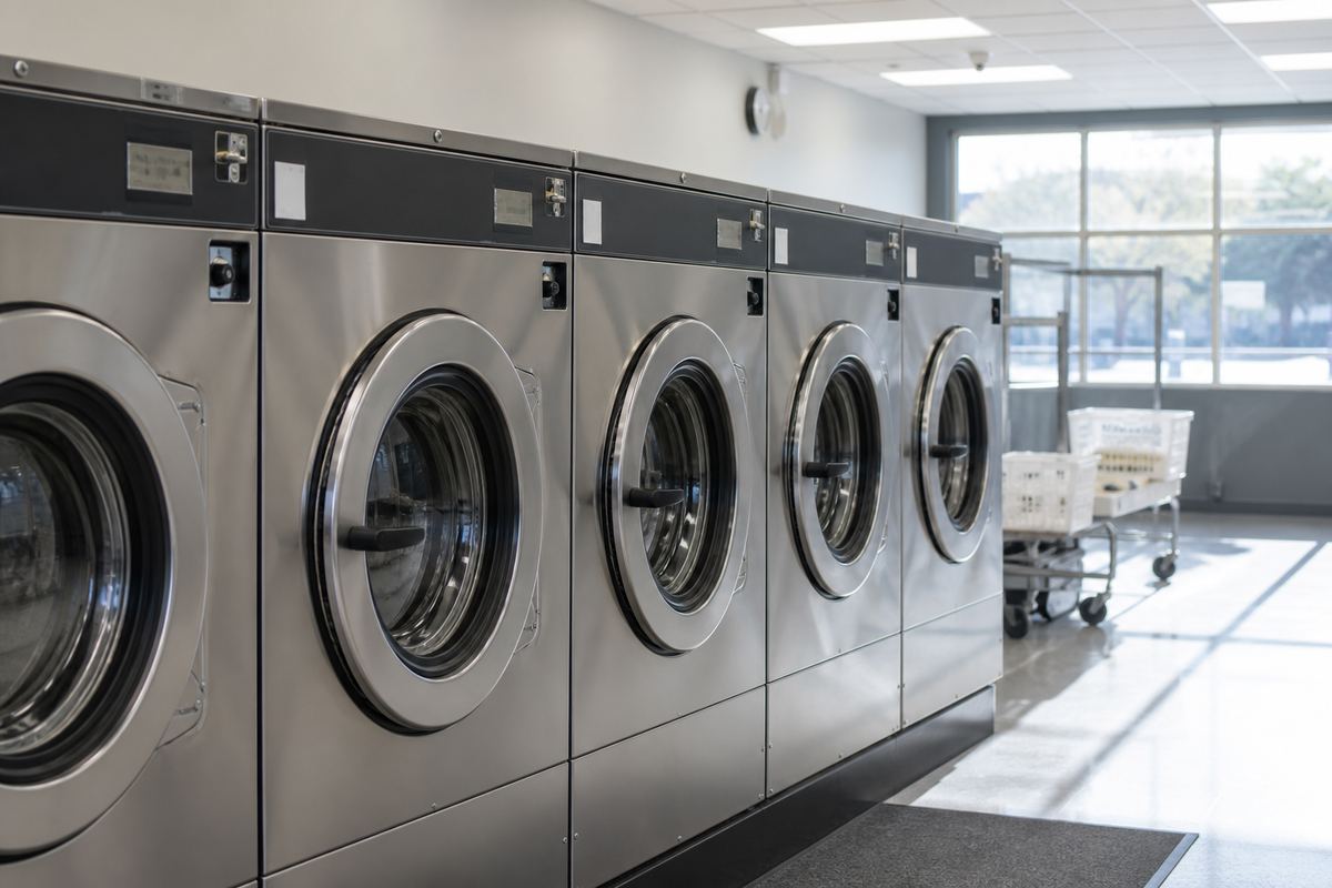 Row of laundry machines